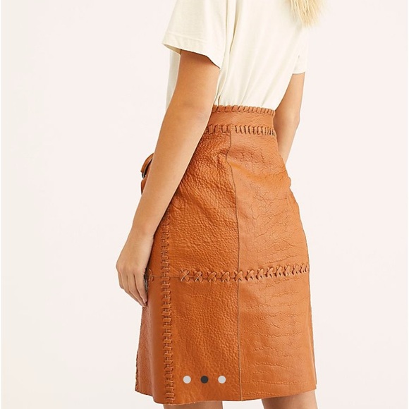 NWT Free People Belted Leather Skirt - Picture 2 of 3